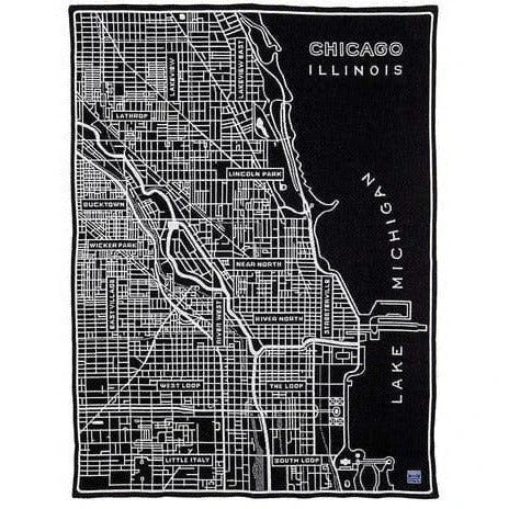 Faribault Mill Chicago Map Wool Throw 3 Faribault Mill Chicago Map Wool Throw