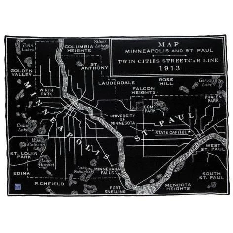 Faribault Mill Minneapolis-Saint Paul Map Wool Throw 3 Faribault Mill Minneapolis-Saint Paul Map Wool Throw